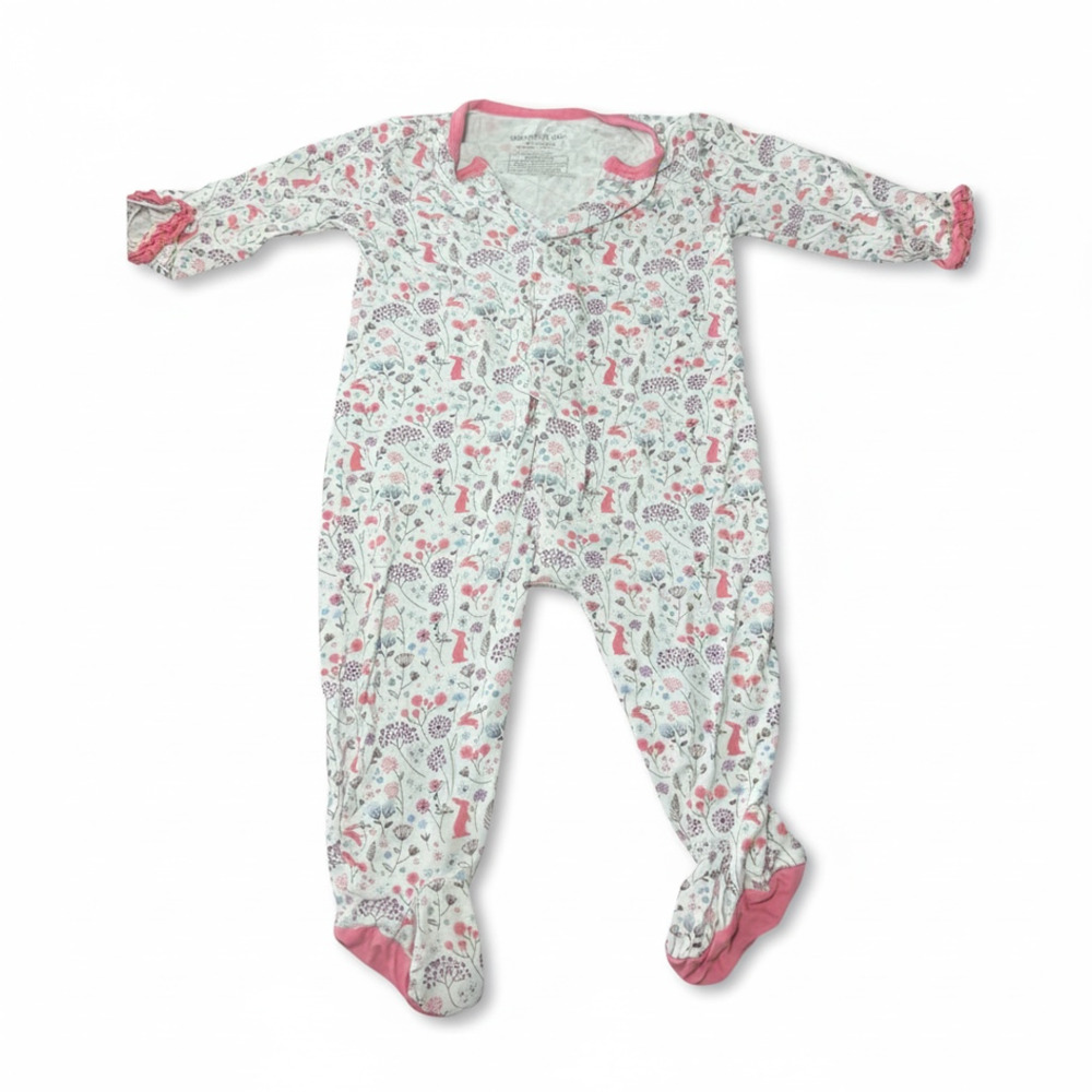 Magnetic Me Baby Girl 3-6M Bunny Garden Floral Magnetic Footie Sleeper